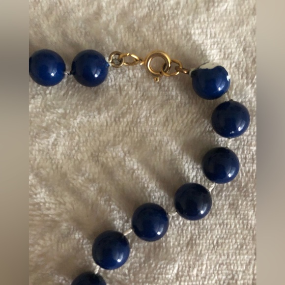 Dark blue beautiful beaded long pendant - Picture 3 of 3